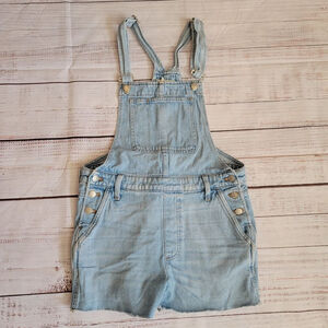 Madewell Lightwash Denim Shortalls Short Overalls Raw Hem Women's Medium